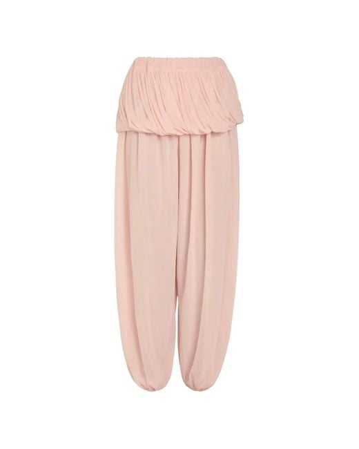 Ronny Kobo Pink Willa Draped-Overlay Palazzo