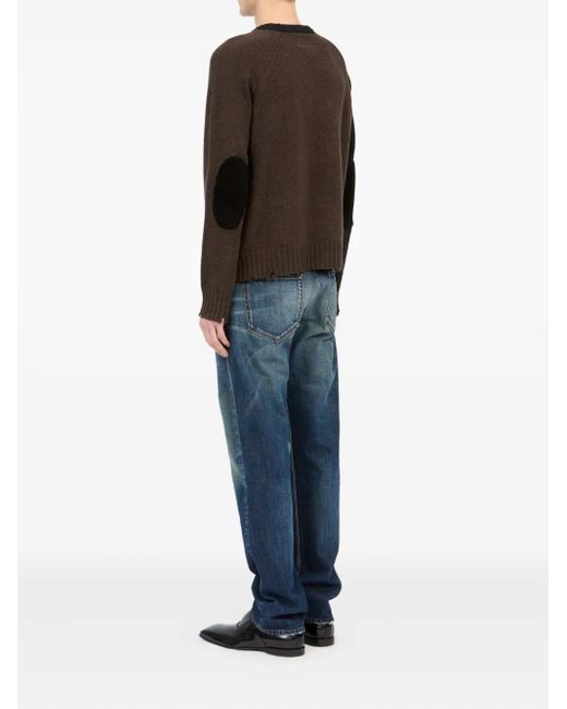 MM6 by Maison Margiela Black Contrasting Sleeve Sweater With Distressed Hem for men