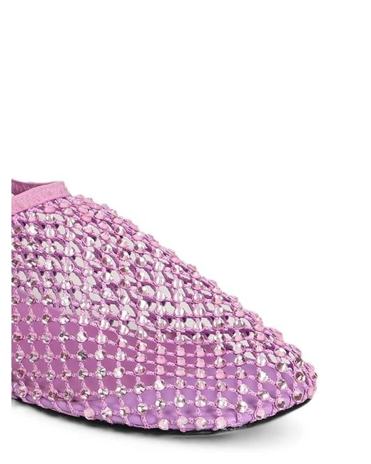 strategia shoes Pink Crystal-Embellished Mesh Ballet Flats