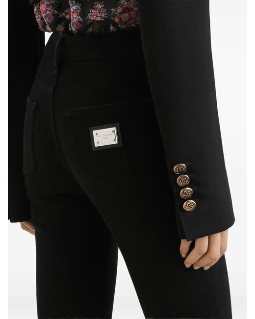 Dolce & Gabbana Black Metal-Plaque Jeans