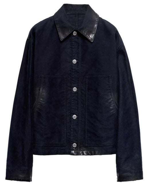 Prada Leather-Effect Moleskin Blouson Jacket in Blue for Men | Lyst Prada Leather-Effect Moleskin Blouson Jacket in Blue for Men | Lyst