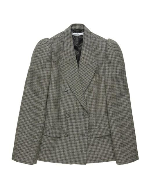 Blazer Doppiopetto Con Motivo Pied-De-Poule di Acne in Gray
