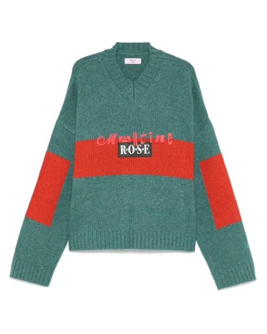 Martine Rose Green Contrast Stripe Sweater for men
