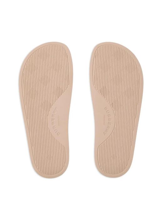 Burberry Natural Pantoletten Mit Karomuster