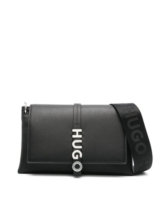 HUGO Black Logo-lettering Cross Body Bag