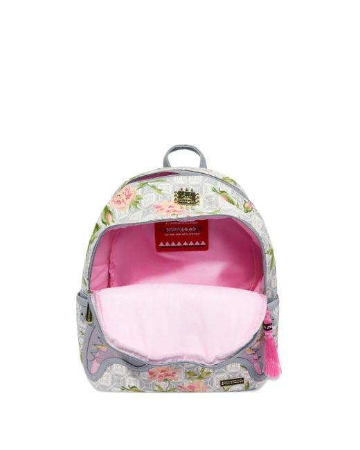 Sprayground Pink X African Intelligence A.I. Sandflower Floral-Patterned Shark-Mouth Backpack