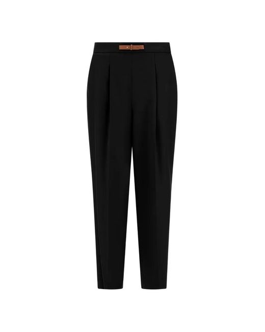 Herno Black Leather Strap Pleated Trousers
