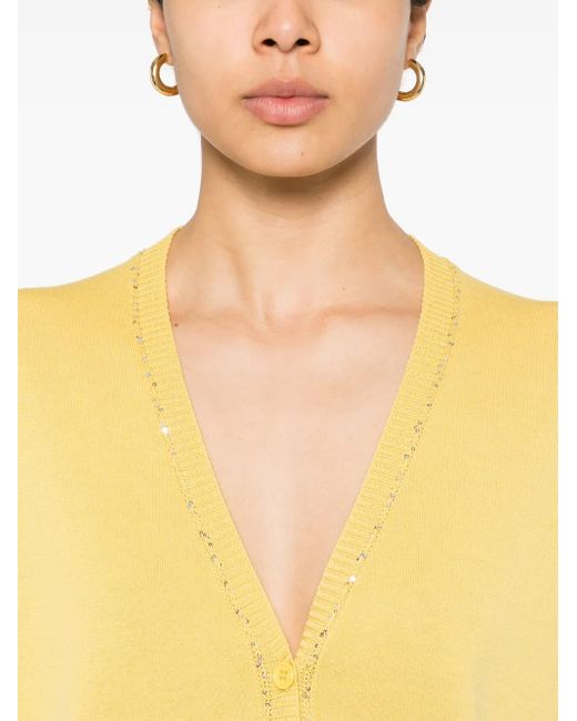 Sequin-embellished cardigan Fabiana Filippi de color Yellow