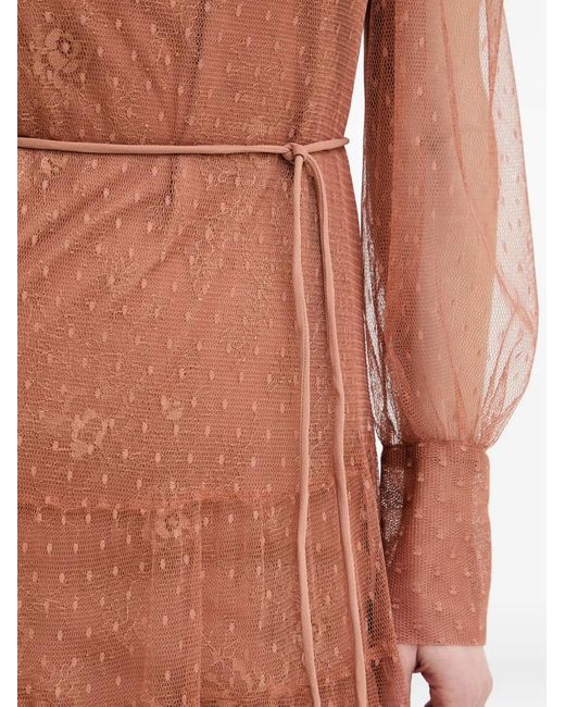 Twinset Brown Robe À Empiècements En Dentelle Superposée