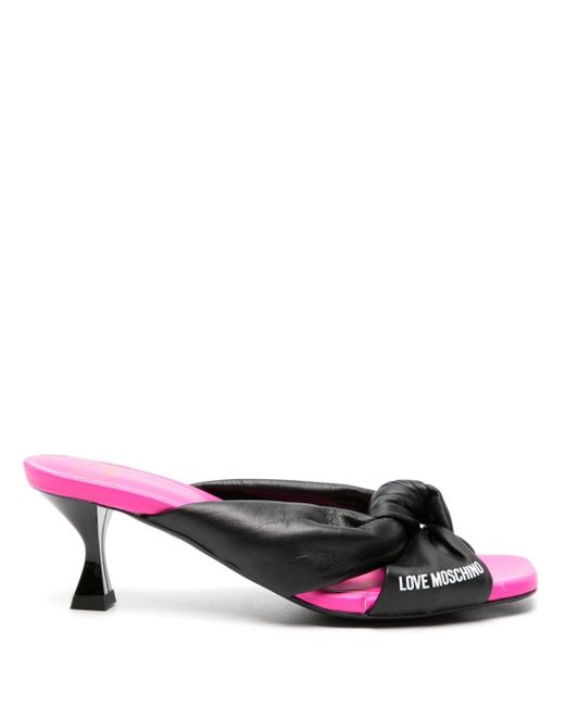 Love Moschino Black 65mm Open-toe Leather Mules