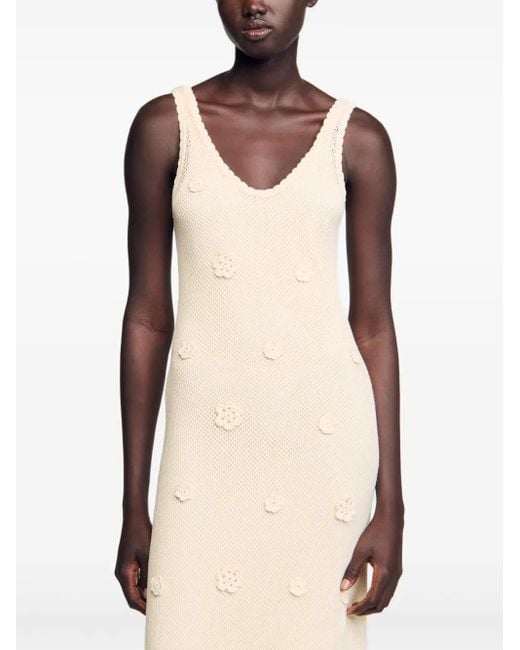 Robe En Maille À Coupe Longue Sandro en coloris White