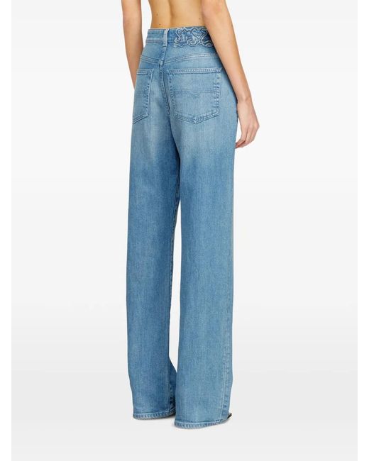 DIESEL 1971 D-Sent-S1 Micro Jeans Met Geborduurde Stenen in het Blue