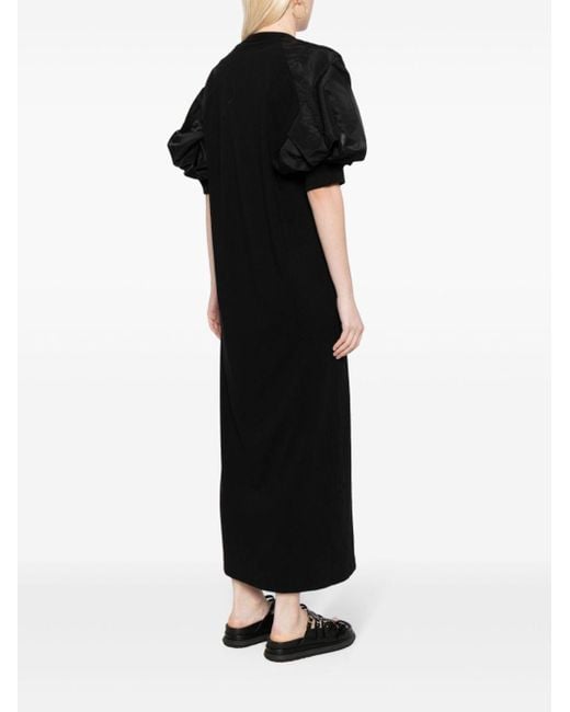 Sacai Katoenen Maxi-jurk Met Pofmouwen in het Black