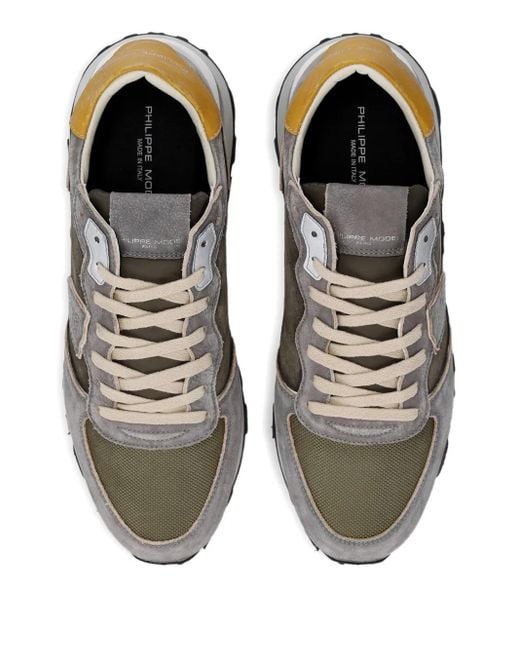 Philippe Model Tropez Haute Low Suède Sneakers Met Vlakken in het Gray voor heren