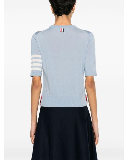Thom Browne Blue 4-bar High-neck Knitted Top