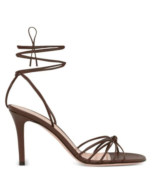 Gianvito Rossi Metallic Lace-Up Leather Sandals