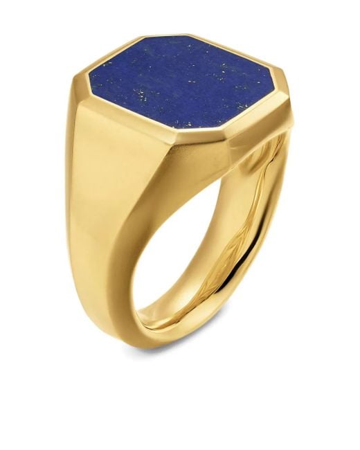 David Yurman Blue 18K Streamline Signet Lapis Lazuli Ring for men