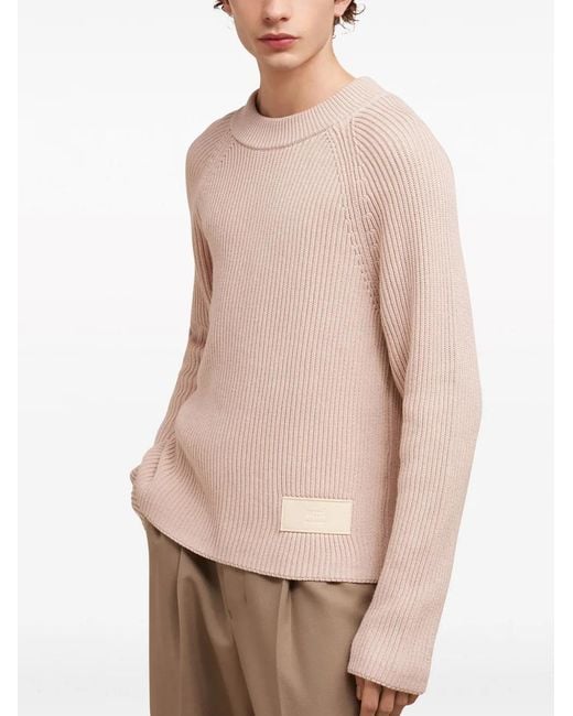 AMI Pullover Mit Logo-Patch in Natural für Herren