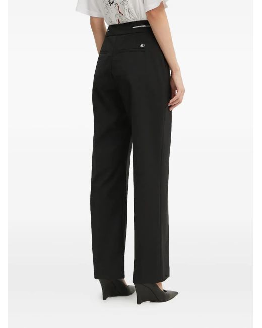 Karl Lagerfeld Black Zip-Detail Pleated Trousers