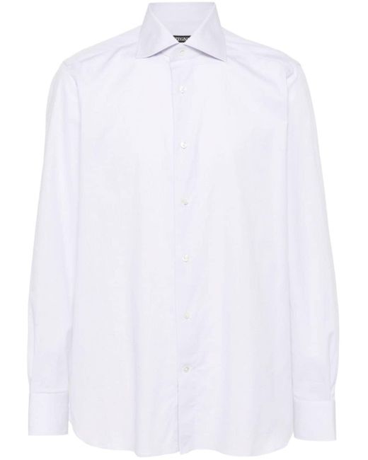 Spread-collar poplin shirt Zegna pour homme en coloris White