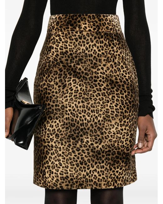 Tagliatore Natural Animal-Print Skirt