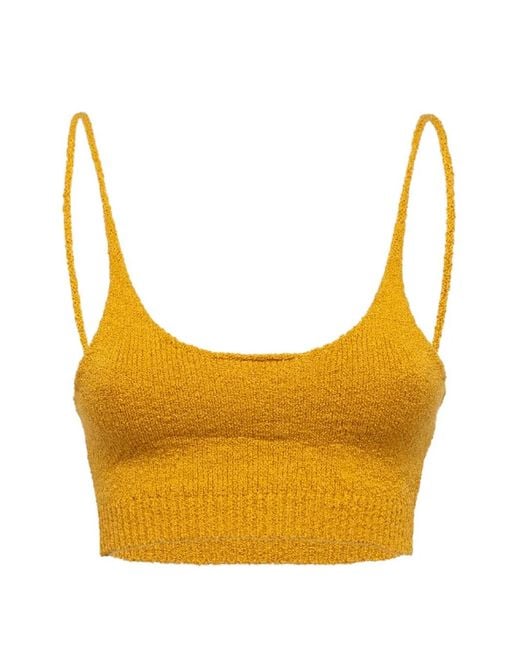 Laneus Orange Knitted Crop Top