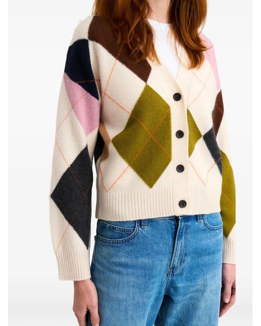 Pringle of Scotland Natural Argyle Buttoned Cardigan