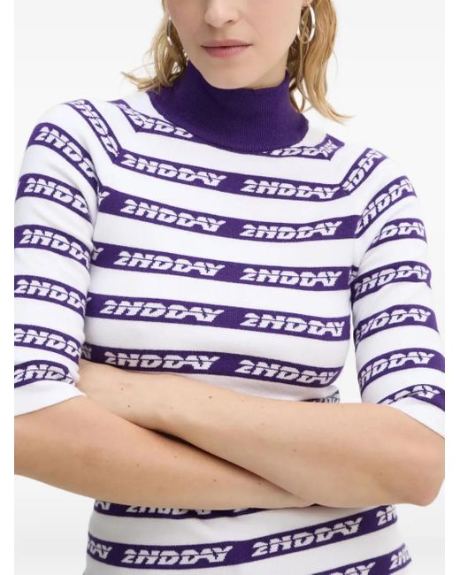 Day Birger et Mikkelsen White Striped Roll-Neck Knitwear