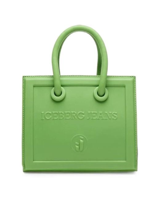 Iceberg Green Logo-Embossed Bucket Bag