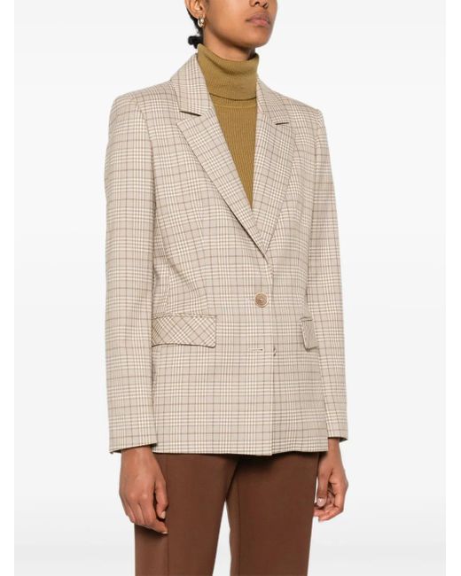 Patrizia Pepe Natural Two-Button Checked Blazer