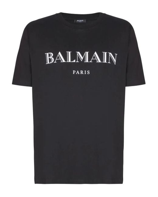メンズ Balmain ロゴ Tシャツ Black