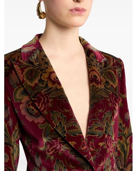 Etro Red Blazer aus Samt mit Blumen