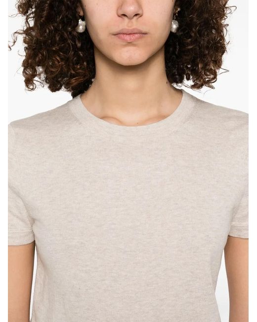 Bompard White Fine-Knit T-Shirt