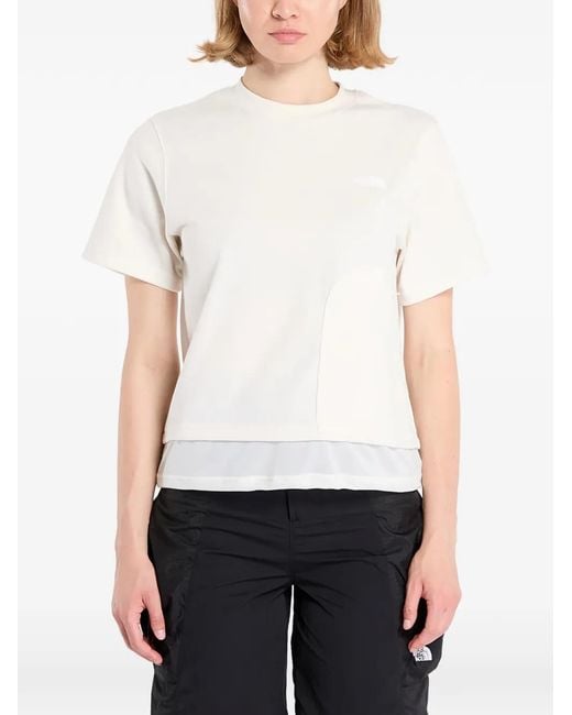 The North Face White Fabric Mix Ss Tee Chest Logo T-Shirt