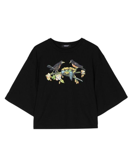 Undercover Black Graphic-print Cropped T-shirt