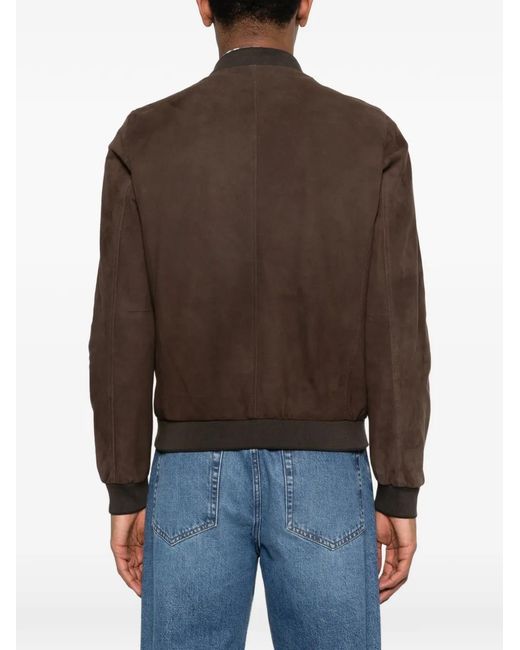 Moorer Blue Suede Bomber Jacket for men
