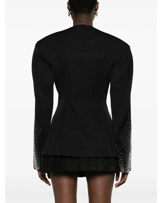 The Attico Black Rhinestone-embellished Wool Blazer