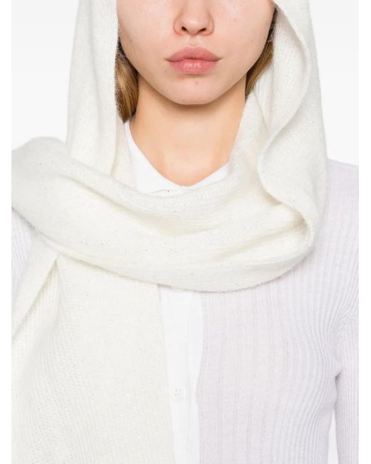 Peserico White Ribbed Cardigan