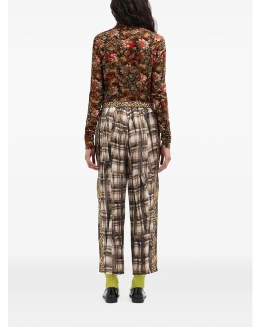 Pierre Louis Mascia White Aloe Abstract-Check Silk Trousers