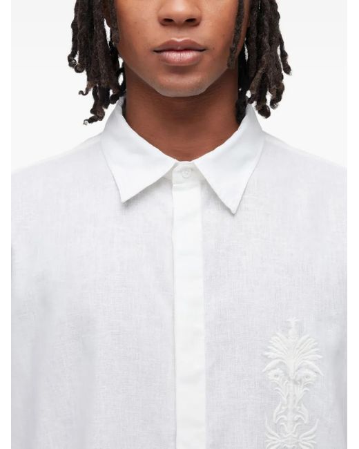 Osklen White Embroidered Linen Shirt for men