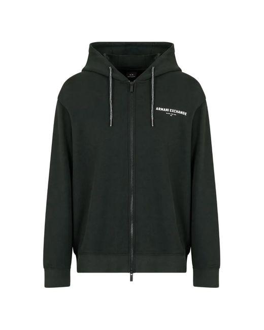 ARMANI EXCHANGE Black Drawstring Logo Hoodie for men