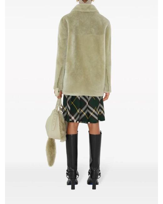 Burberry Green Long-Sleeve Shearling Jacket