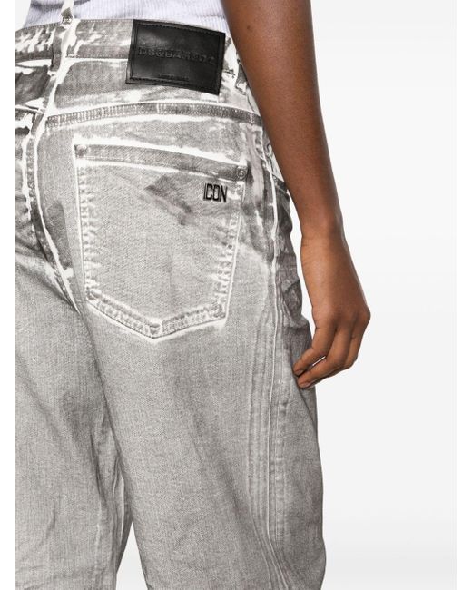 DSquared² Gray Crinkled Wide-Leg Jeans