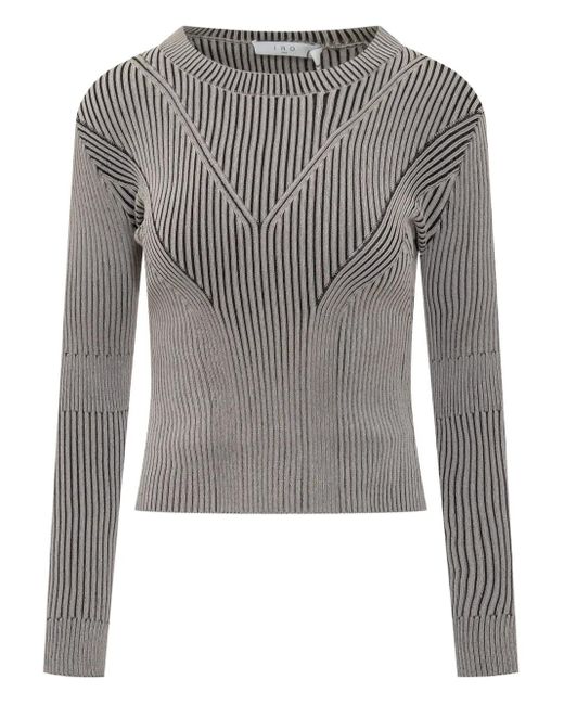 IRO Gray Ribbed-Knit T-Shirt