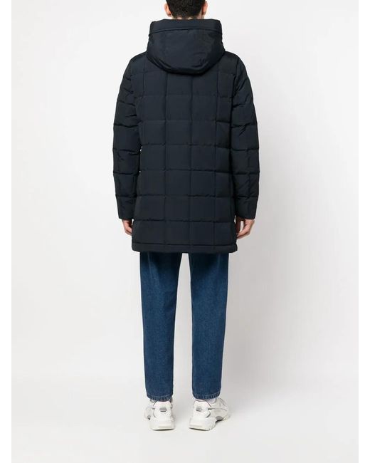 Woolrich Blue Funnel Neck Padded Coat for men