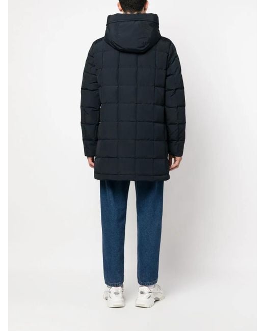 Woolrich Blue Funnel Neck Padded Coat for men