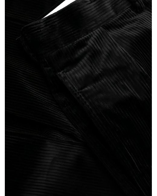 Wacko Maria Black Pleated Corduroy Trousers for men