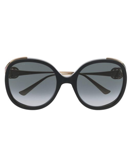 Gucci Oversized Round Sunglasses In Black Gray Lyst