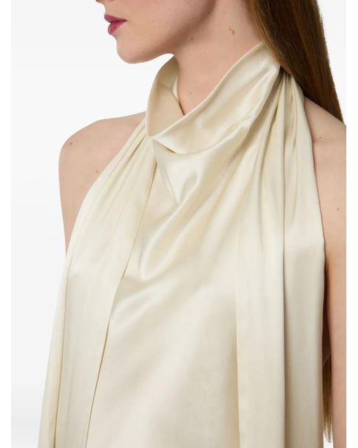 Nina Ricci White Halterneck Fringe-Detail Top