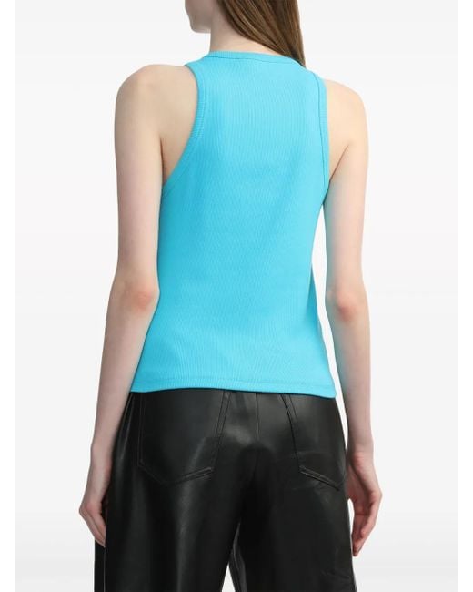 MSGM Blue Logo-Embroidered Tank Top